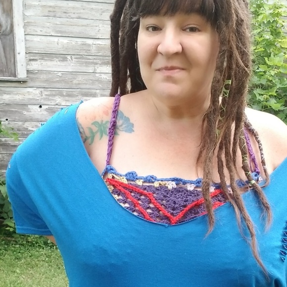 Destroyed Slashed Royal Blue Tee - Picture 5 of 6